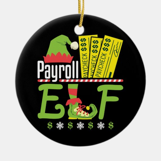 Payroll Elf Kerst Kerstvakantie Kantoor Keramisch Ornament (Voorkant)