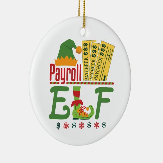 Payroll Elf met Kerstmis Clerk Keramisch Ornament (Rechts)