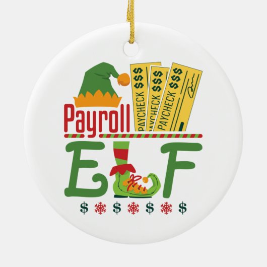 Payroll Elf met Kerstmis Clerk Keramisch Ornament (Achterkant)