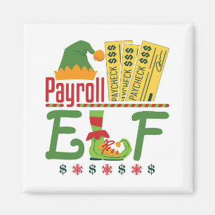 Payroll Elf met Kerstmis Clerk Magneet