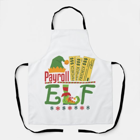 Payroll Elf met Kerstmis Clerk Schort (Voorkant)