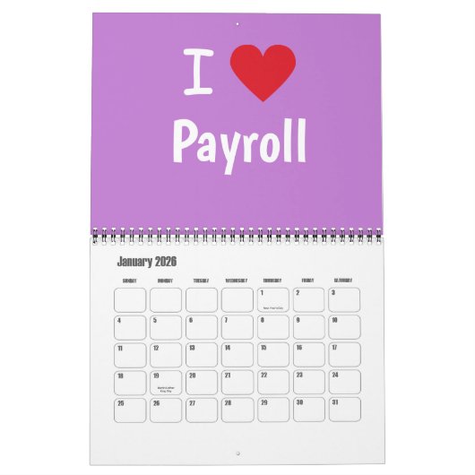 Payroll is mijn leven Vrouw manager Kantoor Kalender (Jan 2026)