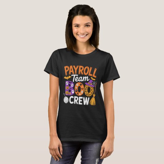 Payroll Team Boo Crew Halloween Matching Soky Outf T-shirt (Voorkant volledig)