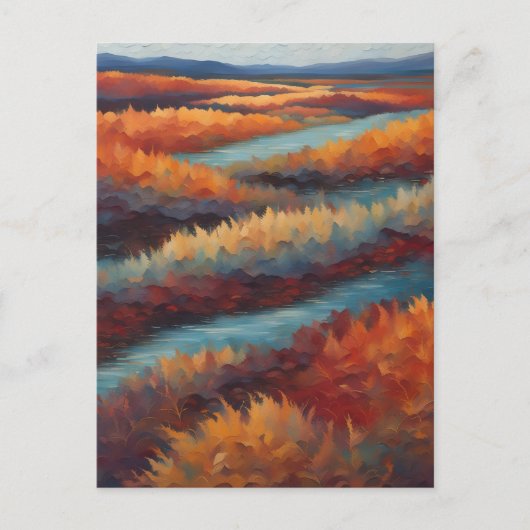 Paysage impressionniste aux couleurs d'automne briefkaart (Voorkant)