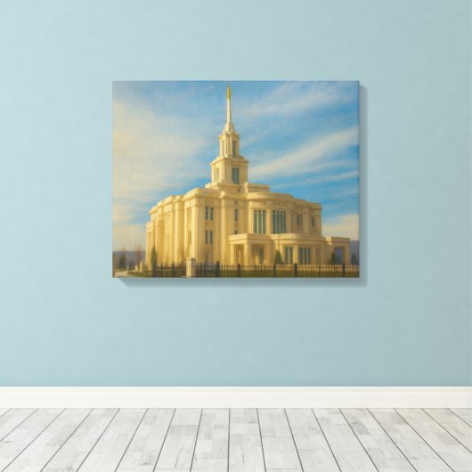 Payson Utah Temple Painting™ LDS Muurschildering C Canvas Afdruk (Insitu (Houten vloer))