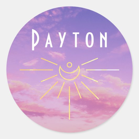 Payton Naam Op Maatstickers Rond Sun Boho Hippie Ronde Sticker (Voorkant)