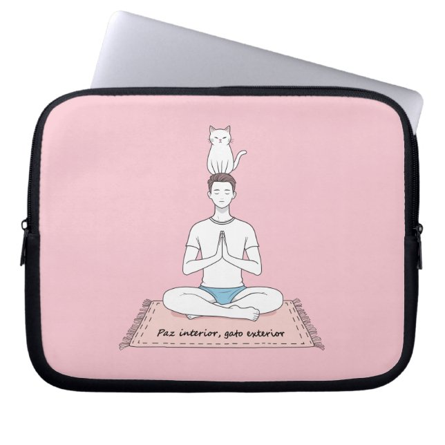 Paz Interior, Gato Exterior Laptop Sleeve (Voorkant)