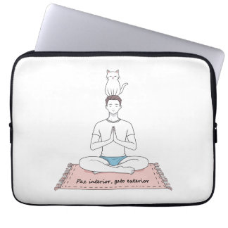 Paz Interior, Gato Exterior Laptop Sleeve