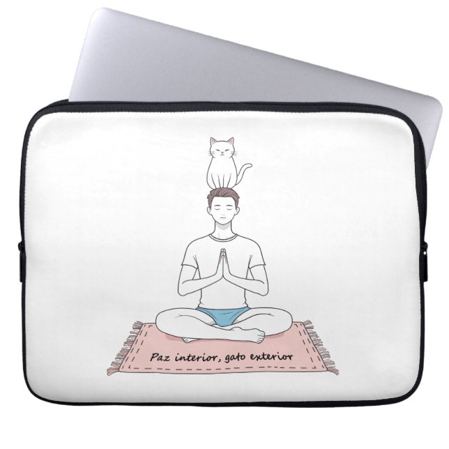 Paz Interior, Gato Exterior Laptop Sleeve (Voorkant)