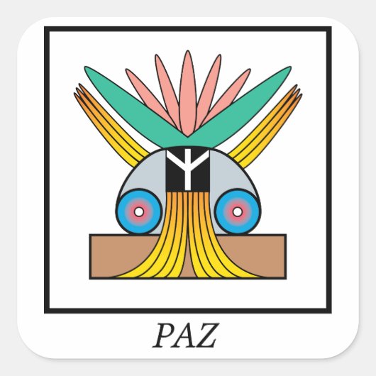 Paz (Vrede) symbool. Plejaren symbool voor vrede Vierkante Sticker (Voorkant)