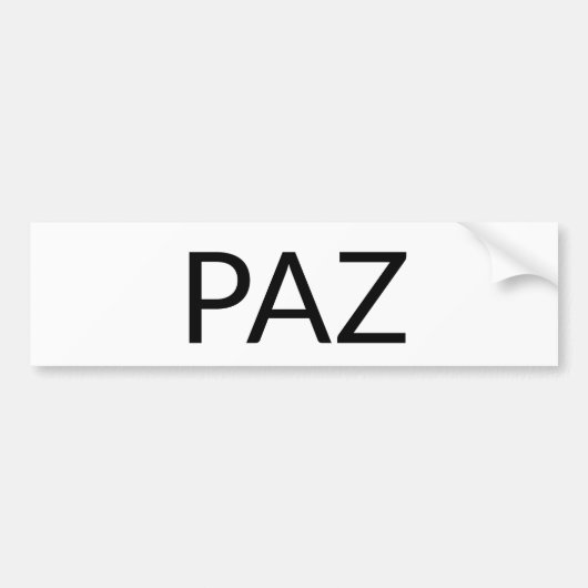 Paz White black Spanish peace Simple minimalist Bumpersticker (Voorkant)