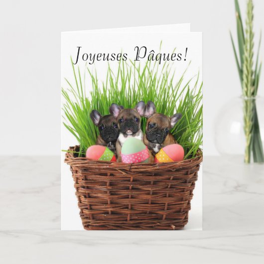 Pâzes Easter French bulldogs card Feestdagen Kaart (Voorkant)