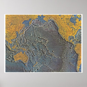 "Pazifik: 1969/heute - Meeresboden Karte Poster