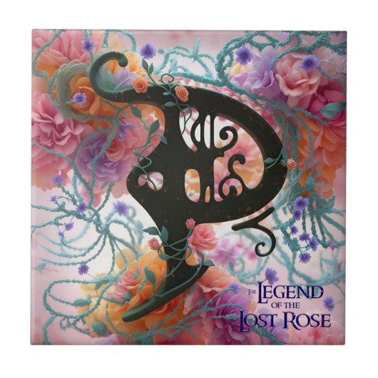 Pazzaria "P" Floral Monogram Tegel Tegeltje (Voorkant)