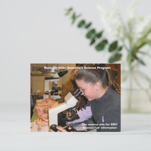 PB170325, Reno Christelijk Academy's Science Prog. Aankondigingskaart (Staand voorkant)