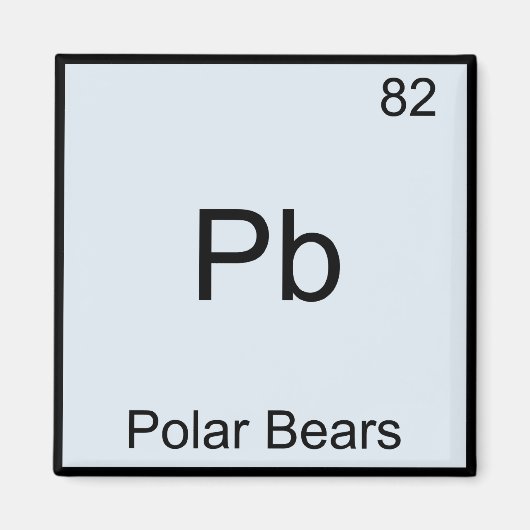 Pb - Ijsberen Leuke Chemie Elementsymbool Magneet (Voorkant)