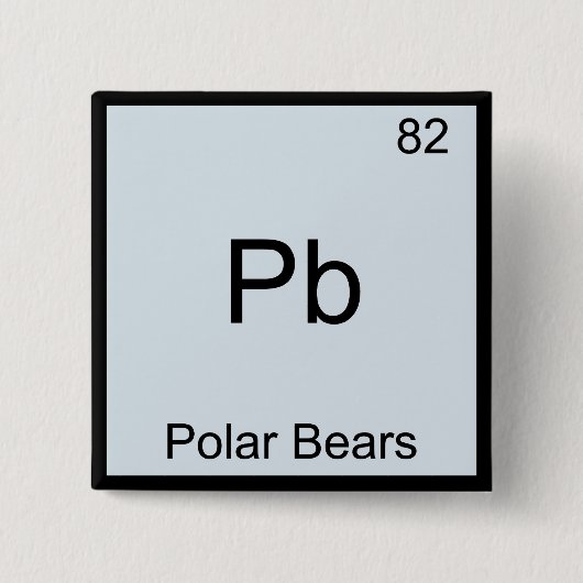 Pb - Ijsberen Leuke Chemie Elementsymbool Vierkante Button 5,1 Cm (Voorkant)