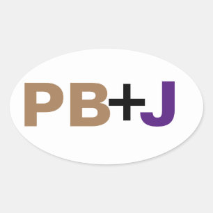 PB+J in kleur Ovale Sticker