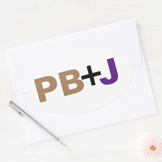 PB+J in kleur Ovale Sticker (Envelop)