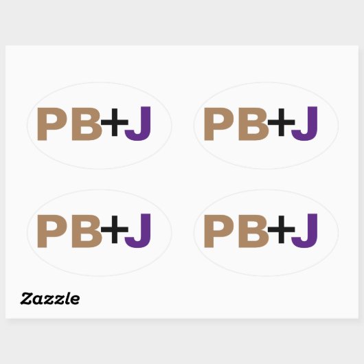 PB+J in kleur Ovale Sticker (Vel)