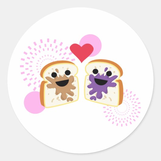 PB & J Love Ronde Sticker (Voorkant)