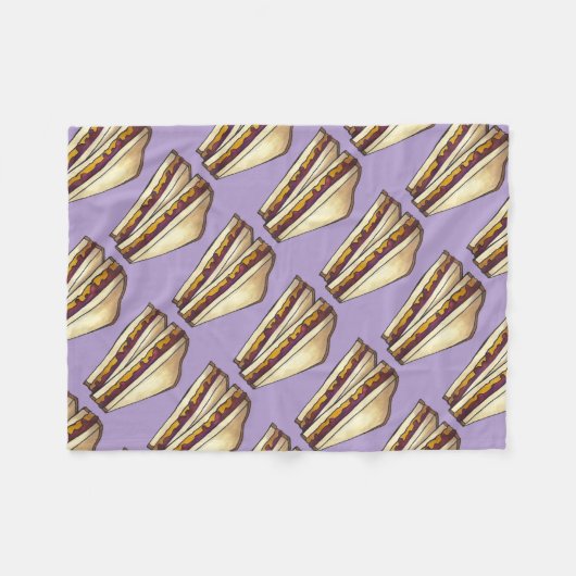 PB&J Peanut Butter en Grape Jam Sandwich Fleece Deken (Voorkant (Horizontaal))