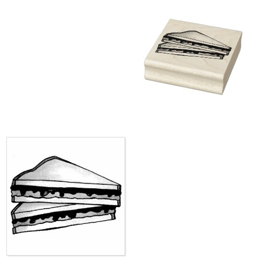 PB&J Peanut Butter en Jelly PBJ Sandwich Stamp Rubberstempel (Gestempeld)