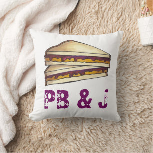 PB&J Pindakaas en Jelly Sandwich Lunch Foodie Kussen