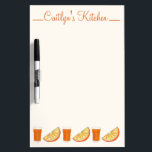 PB Oranje Juice Fruity Kitchen Breakfast Brunch Whiteboard<br><div class="desc">Het ontwerp is voorzien van een originele markeringsillustratie van een wig van oranje citrusvruchten en een glas vers samengedrukt oranje sap van Florida. Deze oranje illustratie is ook beschikbaar op andere producten. Er zijn ook coördinerende illustraties van citrusvruchten beschikbaar. Zie je niet wat je zoekt? Hulp nodig bij aanpassingen? Klik...</div>