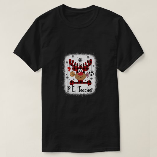 PbE7 PE Teacher Reindeer Kerstmis Merry Xmas PE T T-shirt (Design voorkant)