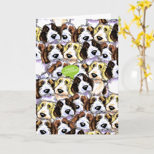 PBGV Dogs Funny Birthday Kaart (Gele Bloem)