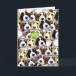 PBGV Dogs Funny Birthday Kaart<br><div class="desc">Grappig verjaardagsontwerp van Andie,  aangepast aan haar oorspronkelijke inkt- en potloodtekening van 4 Petit Basset Griffon Vendeen in verschillende kleuren. Geweldig voor elk hondenliefhebber. Pas de binnengroet aan.</div>