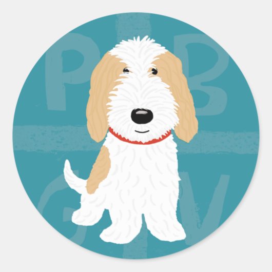 PBGV Moppige Cartoon Ronde Sticker (Voorkant)
