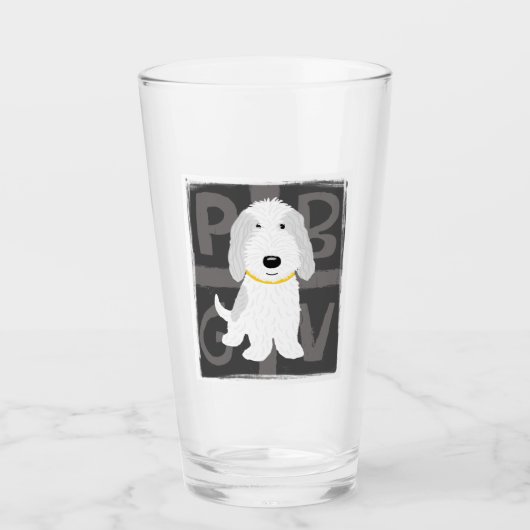 PBGV Petit Basset Griffon Vendeen Cartoon Dog Glas (Voorkant)