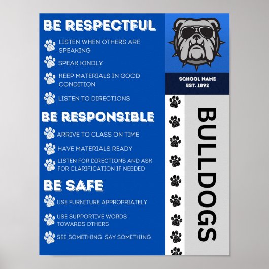 PBIS School Wide Expectations- Bulldog Poster (Voorkant)
