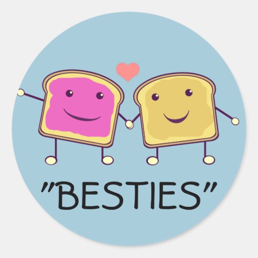 PBJ Besties Ronde Sticker (Voorkant)