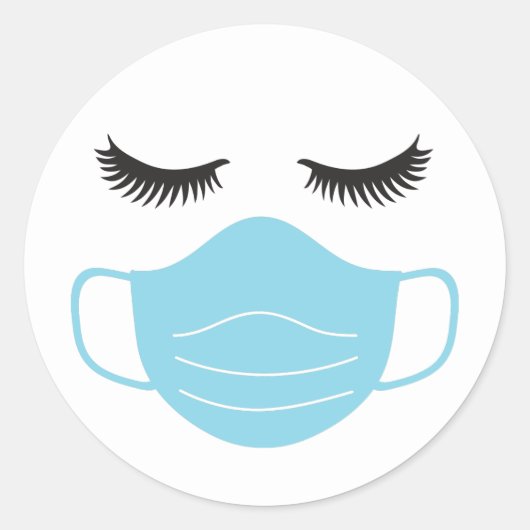 PBM-masker en wimpers Ronde Sticker (Voorkant)