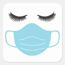 PBM-masker en wimpers Vierkante Sticker