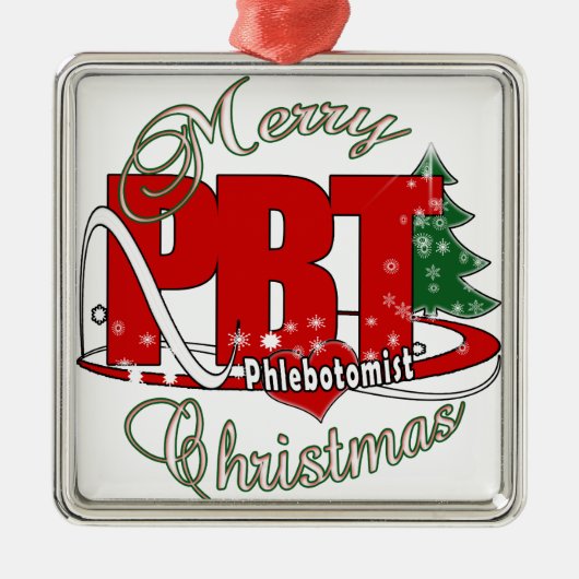 PBT CHRISTMAS PHLEBOTOMIST LABORATOORY METALEN ORNAMENT (Voorkant)