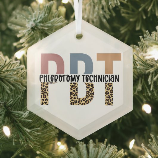 PBT Phlebotomie Technicus Leopard Print Glas Ornament (Insitu)