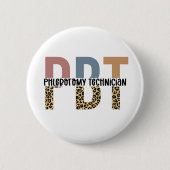 PBT Phlebotomie Technicus Leopard Print Ronde Button 5,7 Cm (Voorkant)
