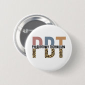 PBT Phlebotomie Technicus Leopard Print Ronde Button 5,7 Cm (Voorkant /achterkant)