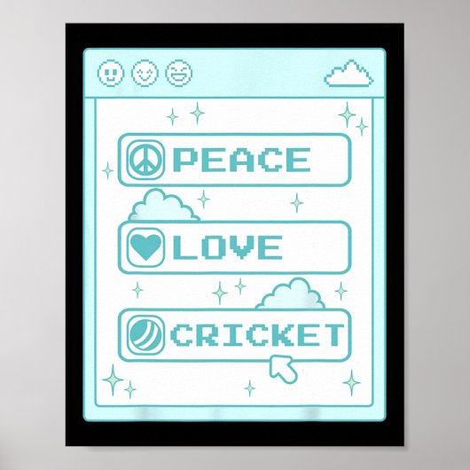 Pc Computer Geek Nerd Vrede Liefde Cricket Liefheb Poster (Voorkant)