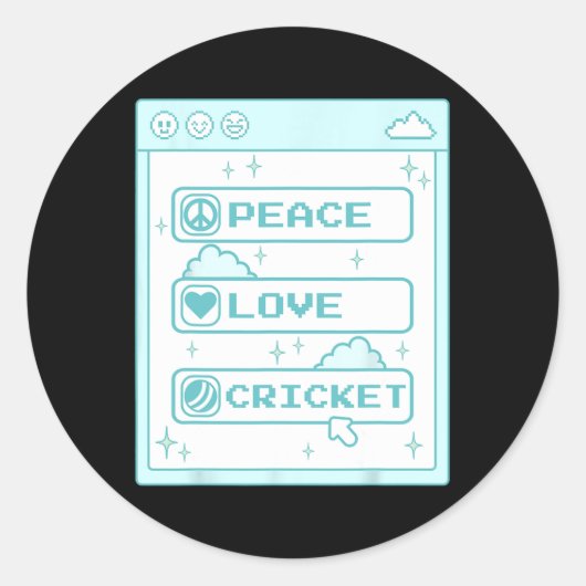Pc Computer Geek Nerd Vrede Liefde Cricket Liefheb Ronde Sticker (Voorkant)