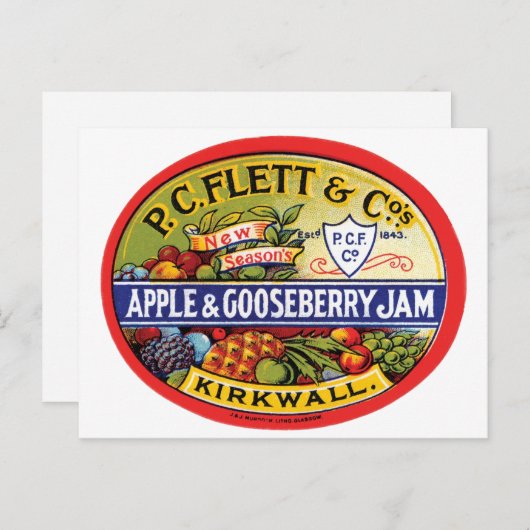 PC Flett & Cos. Apple & Gooseberry Jam Briefkaart (Voorkant / Achterkant)