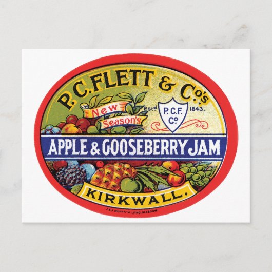PC Flett & Cos. Apple & Gooseberry Jam Briefkaart (Voorkant)