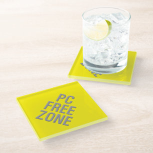 PC Free Zone geel diamantglas onderzetter