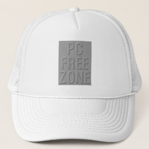 Pc Free Zone grijs op witte vrachtwagenhoed Trucker Pet
