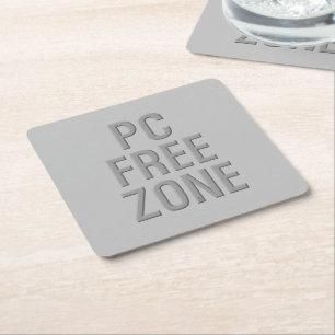 PC Free Zone grijs papier onderzetters