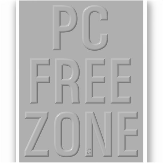 PC Free Zone grijze contour sticker (Voorkant)